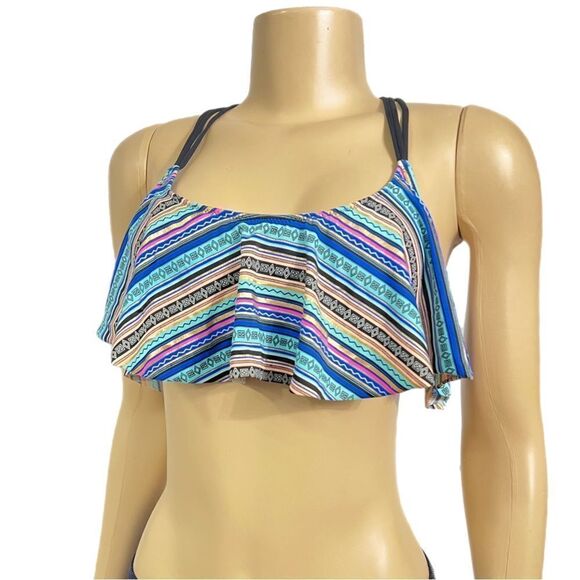 Victorias Secret Pink Swim Ruffle Bikini Top Removable Padding Racerback Xsmall - Picture 2 of 4